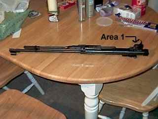 Barrel assembly removed from the stock