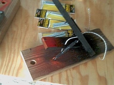 Pull string drilled through target and paddle