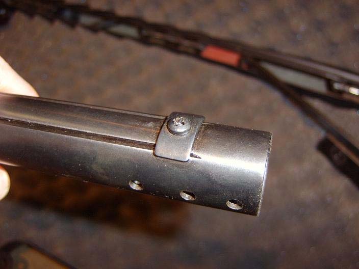 Barrel pivot screw and scope stop screw closeup